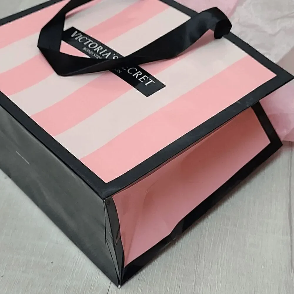 💗 VICTORIA'S SECRET Empty Paper Pink Shopping Gift Bag Cloth Handles w/Tissues